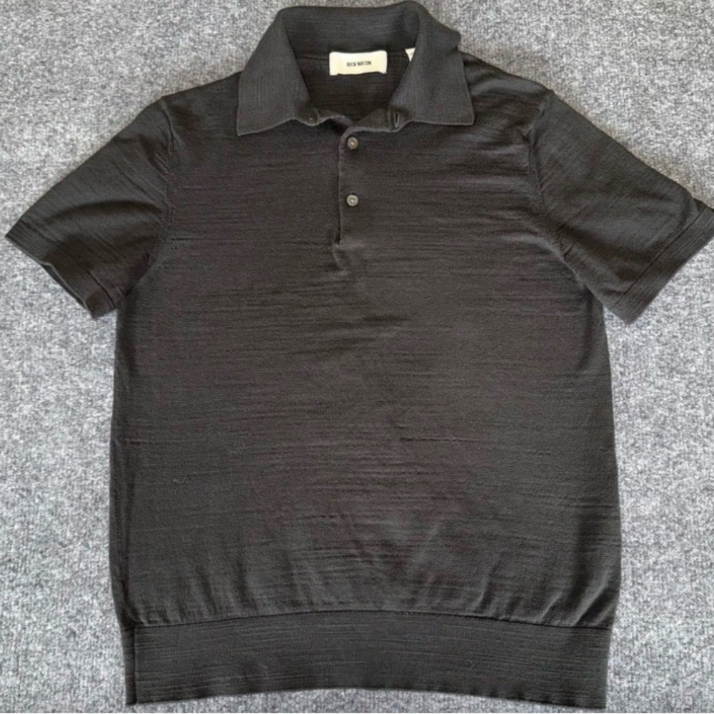 Buck Mason Polo Shirt Mens Small Gray Knit Cotton Short Sleeve Casual Top